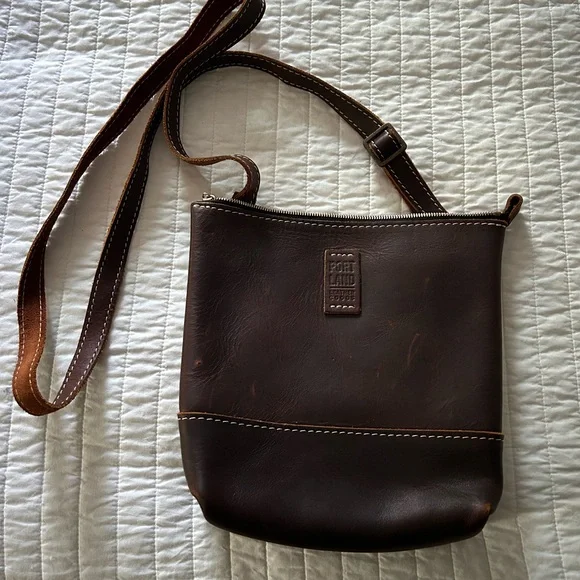 Portland Leather Dark Brown Crossbody Bag - Picture 2 of 3